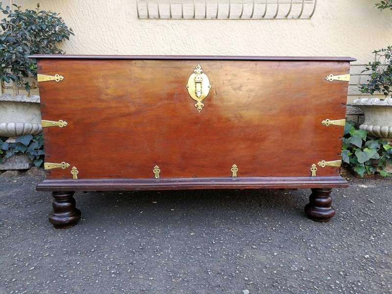 A Rare Large 18th Century Dutch Batavian Trunk/Chest With Original Hardware