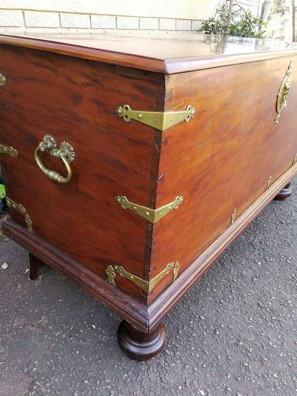 A Rare Large 18th Century Dutch Batavian Trunk/Chest With Original Hardware