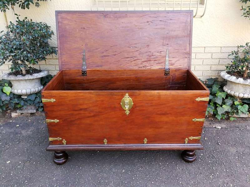 A Rare Large 18th Century Dutch Batavian Trunk/Chest With Original Hardware
