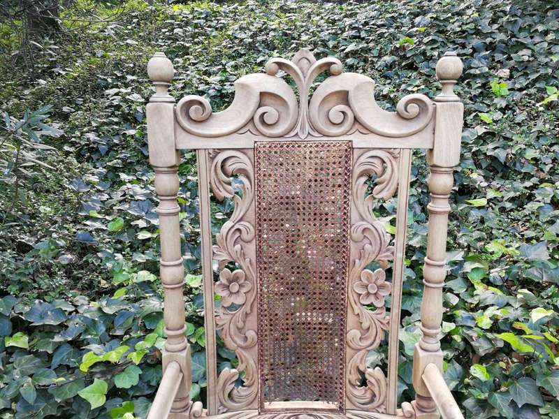 A 19th Century Charles II Style Carved Walnut Armchair In A Bleached / Natural Wood Finish