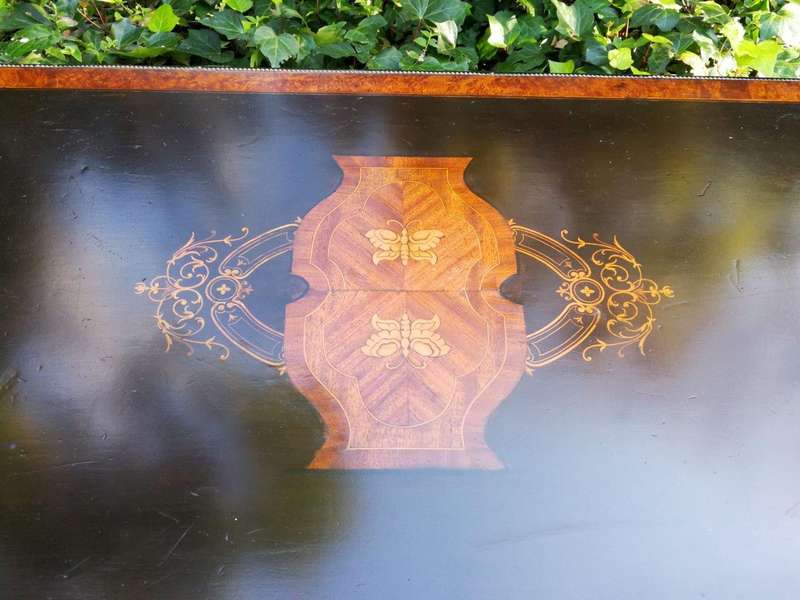A Napoleon III Inlaid Ebony, Walnut and Ormolu Card / Stretcher Table
