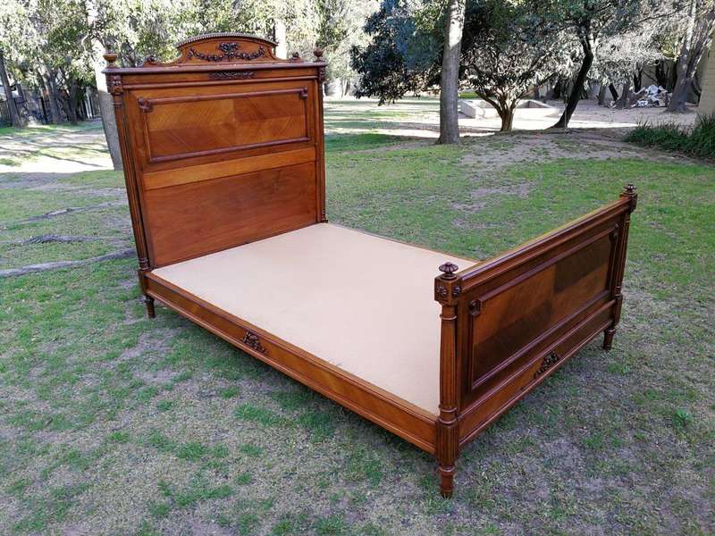 A Vintage French Carved Three-quarter Walnut Bed