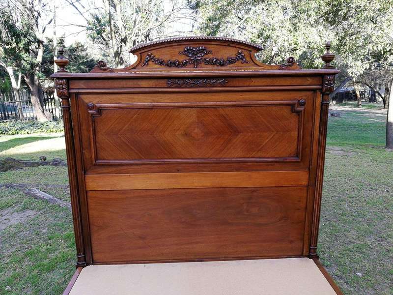A Vintage French Carved Three-quarter Walnut Bed