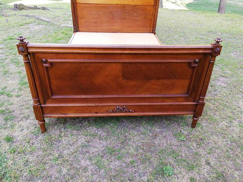A Vintage French Carved Three-quarter Walnut Bed