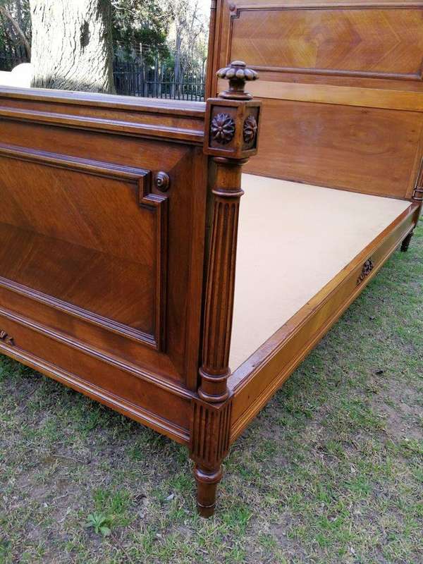A Vintage French Carved Three-quarter Walnut Bed