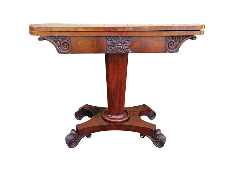 A Victorian Mahogany Folding Card Table on Castors
