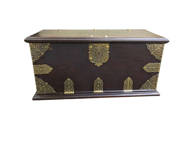 A 17th Century Batavian Brass-bound Kist, with Brass Carrying-handles