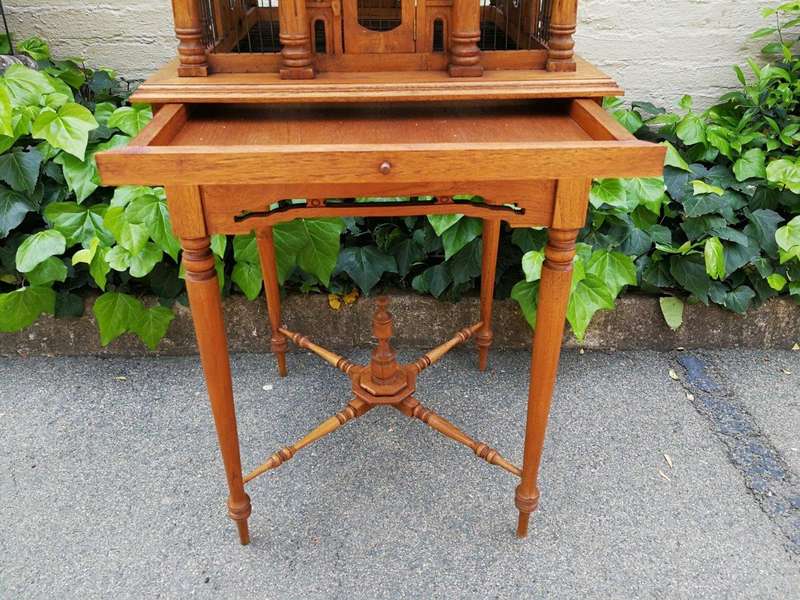 Italian Chippendale Cathedral Style Mahogany Architectural Birdcage Circa 1950's