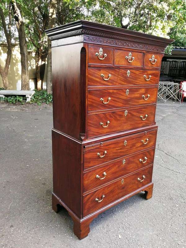 An Antique George III Mahogany Tallboy Chest - Provenance Sothebys London