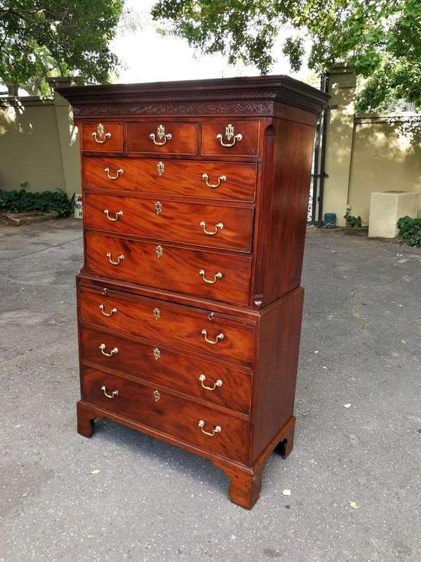 An Antique George III Mahogany Tallboy Chest - Provenance Sothebys London