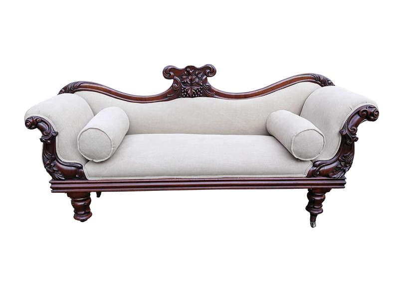 A Victorian Mahogany Settee In A Contemporary Wood Finish With Castors