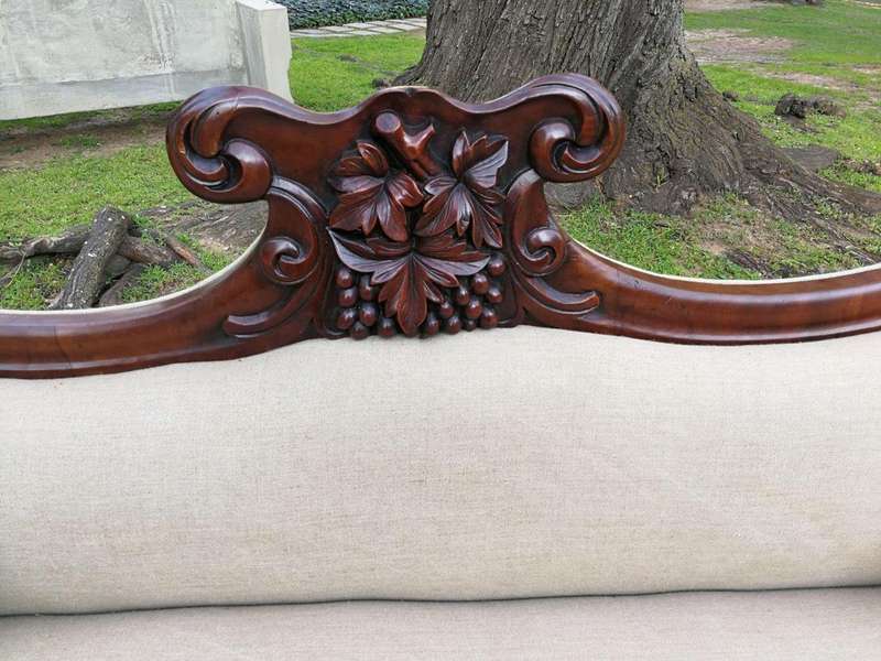 A Victorian Mahogany Settee In A Contemporary Wood Finish With Castors
