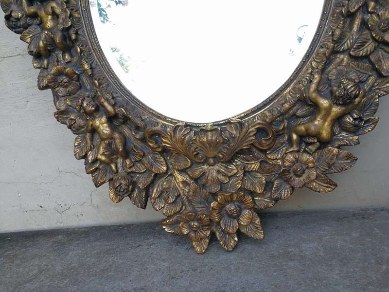 A Hand Gilded and Carved Bevelled Mirror