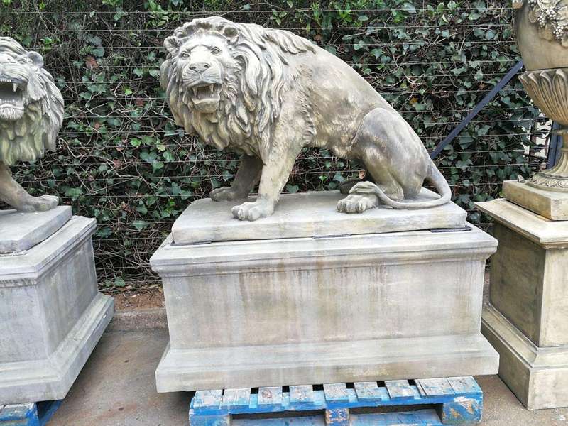 A Very Rare Pair of  20th Century English Trafalgar-style Cast Stone Concrete Statues on Concret...
