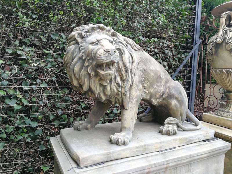A Very Rare Pair of  20th Century English Trafalgar-style Cast Stone Concrete Statues on Concret...