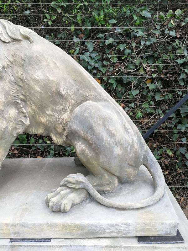 A Very Rare Pair of  20th Century English Trafalgar-style Cast Stone Concrete Statues on Concret...