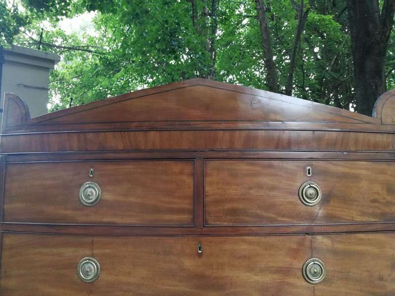 A Victorian Circa 1880, Mahogany Bow-front Chest-on-chest With Original Brass Escutcheons and Han...