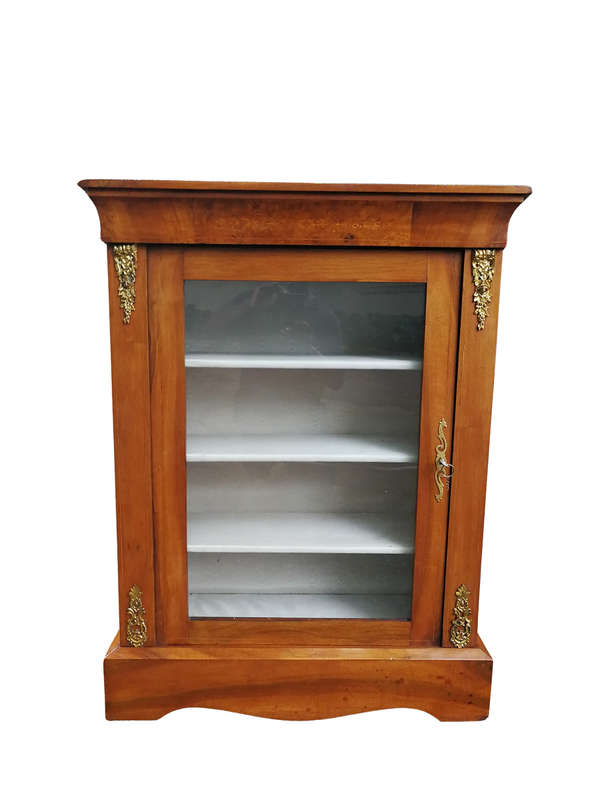 A Circa 1905 Victorian Walnut, Mahogany and Burr-walnut Pier Cabinet with Lock and Key