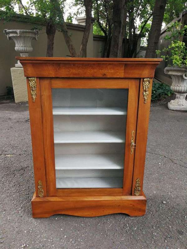 A Circa 1905 Victorian Walnut, Mahogany and Burr-walnut Pier Cabinet with Lock and Key