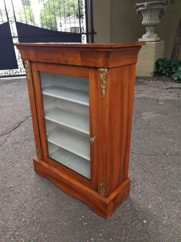 A Circa 1905 Victorian Walnut, Mahogany and Burr-walnut Pier Cabinet with Lock and Key