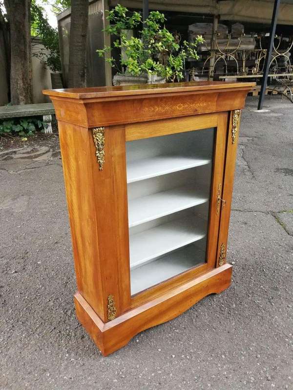 A Circa 1905 Victorian Walnut, Mahogany and Burr-walnut Pier Cabinet with Lock and Key