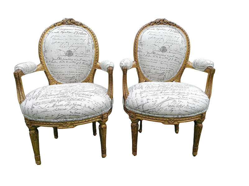 A Pair Of Early 20th Century French Style Gilded Wooden Bergère Armchairs Nd