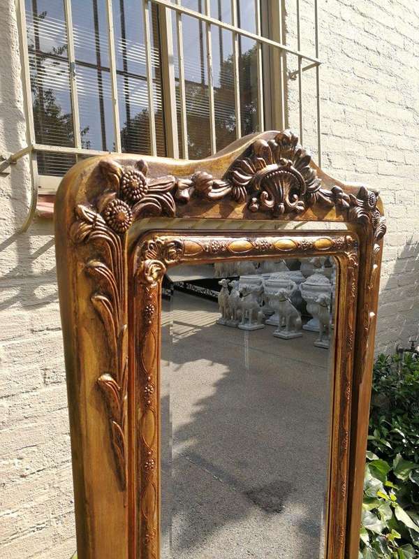 A Cheval Gilded Floor Standing Mirror With Bevelled Mirror Hand-Gilded With Gold Leaf R16800