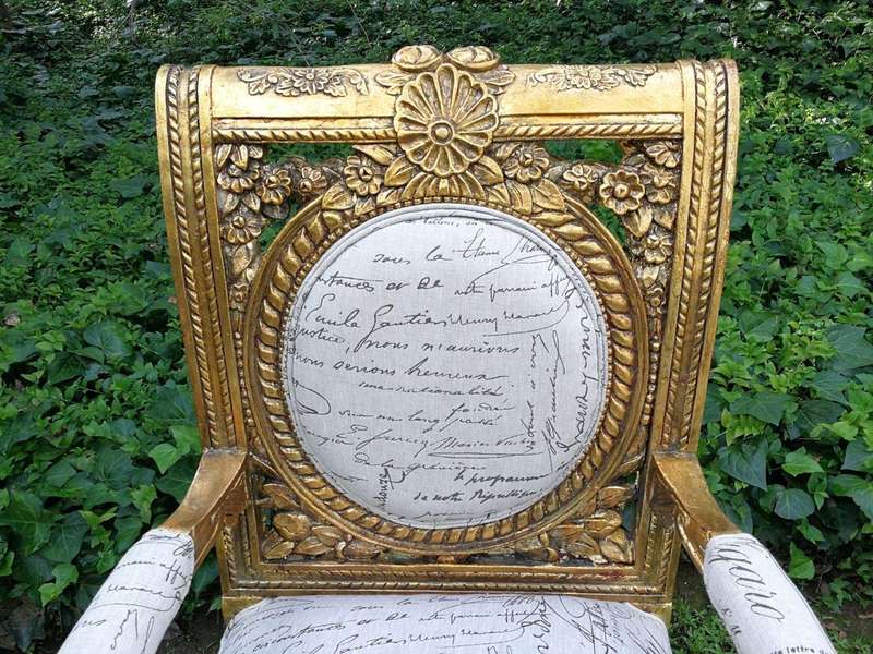 A 20TH Century Pair Of Ornately Carved And Hand Gilded French Style Armchairs Upholstered in a Cu...