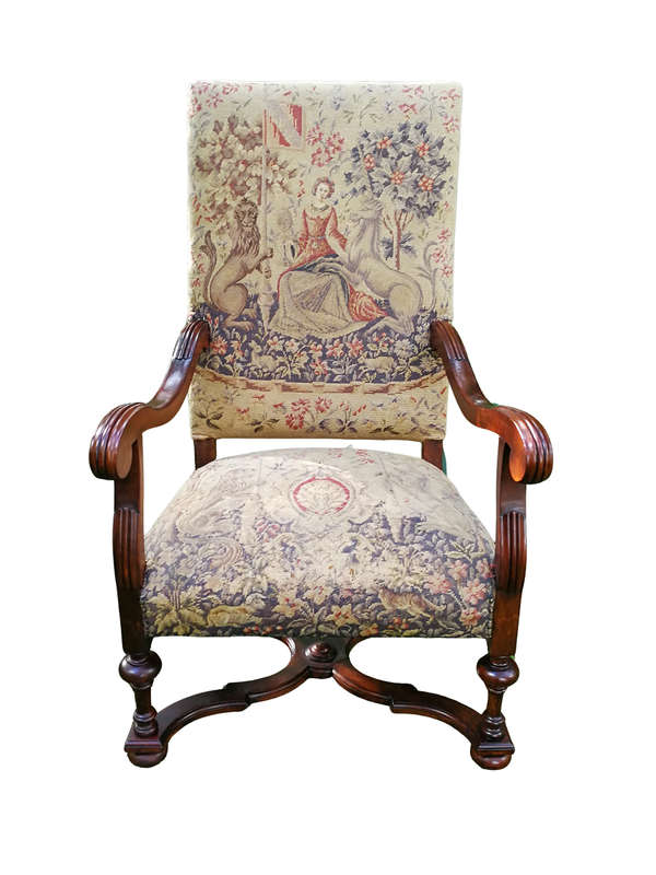 A 19th Century French Carved Walnut And Tapestry Armchair Nd