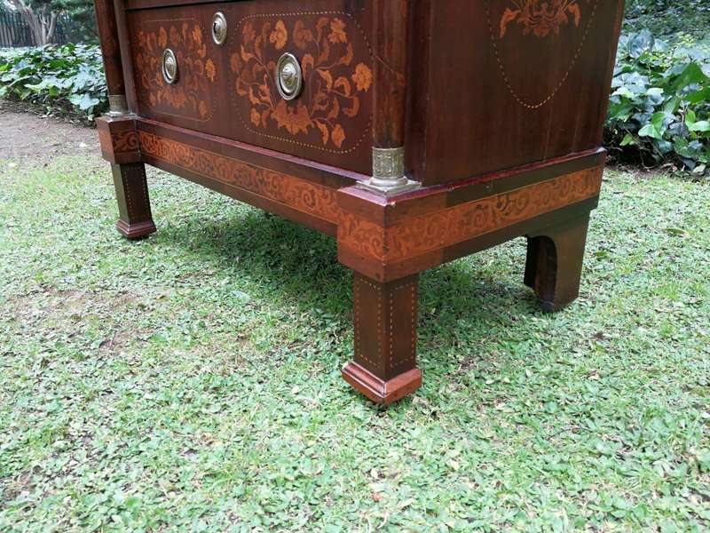 A Late 18th Century Circa 1790 Dutch  Walnut Marquetry Dutch Tallboy  Dutch Colonial Period Nd