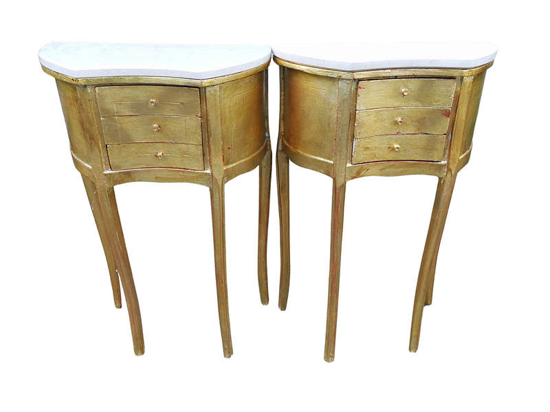 A Pair of French Style Hand-Gilded Wooden Pedestals
