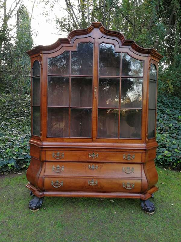 An 18th Century Walnut Vitrine with Keys and Original Brass Handle