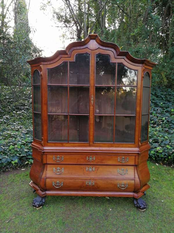 An 18th Century Walnut Vitrine with Keys and Original Brass Handle