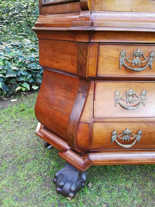 An 18th Century Walnut Vitrine with Keys and Original Brass Handle