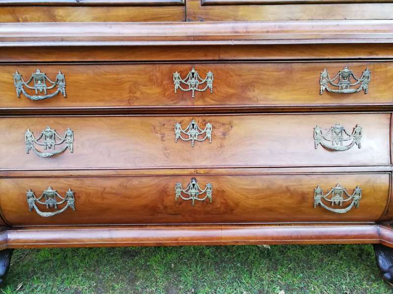 An 18th Century Walnut Vitrine with Keys and Original Brass Handle