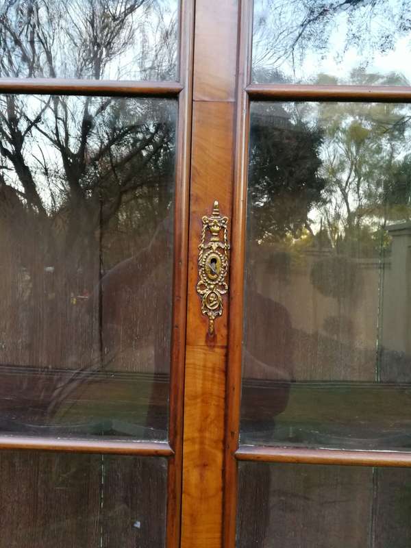An 18th Century Walnut Vitrine with Keys and Original Brass Handle