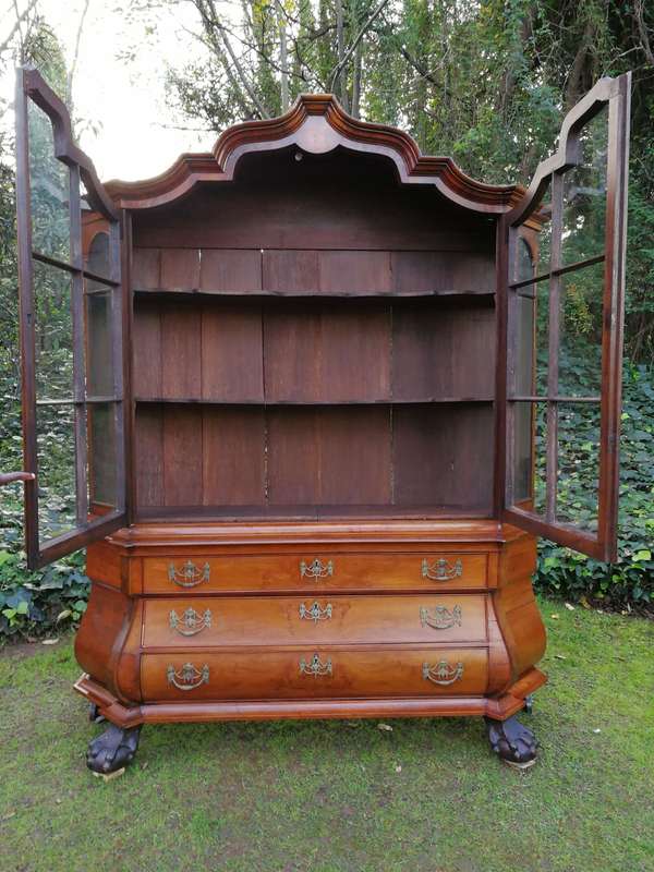 An 18th Century Walnut Vitrine with Keys and Original Brass Handle