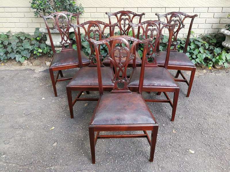 An English Set Of Six Early 20th Century (Circa 1924) Mahogany Chippendale Style Chairs