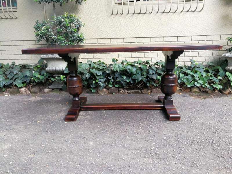 A 20th Century French Oak and Mahogany Refectory / Dining Table