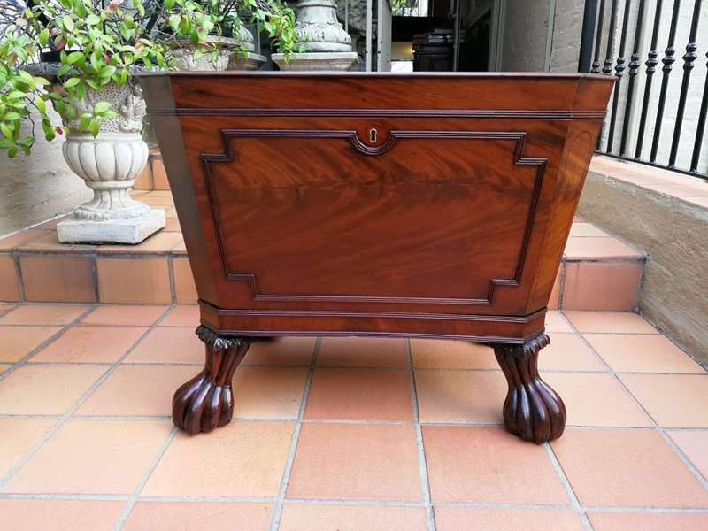 A George Lll Mahogany Cellarette With Brass Handles Partitioned Compartments
