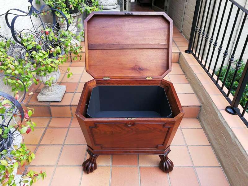 A George Lll Mahogany Cellarette With Brass Handles Partitioned Compartments