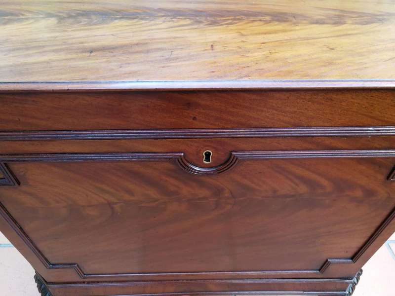 A George Lll Mahogany Cellarette With Brass Handles Partitioned Compartments
