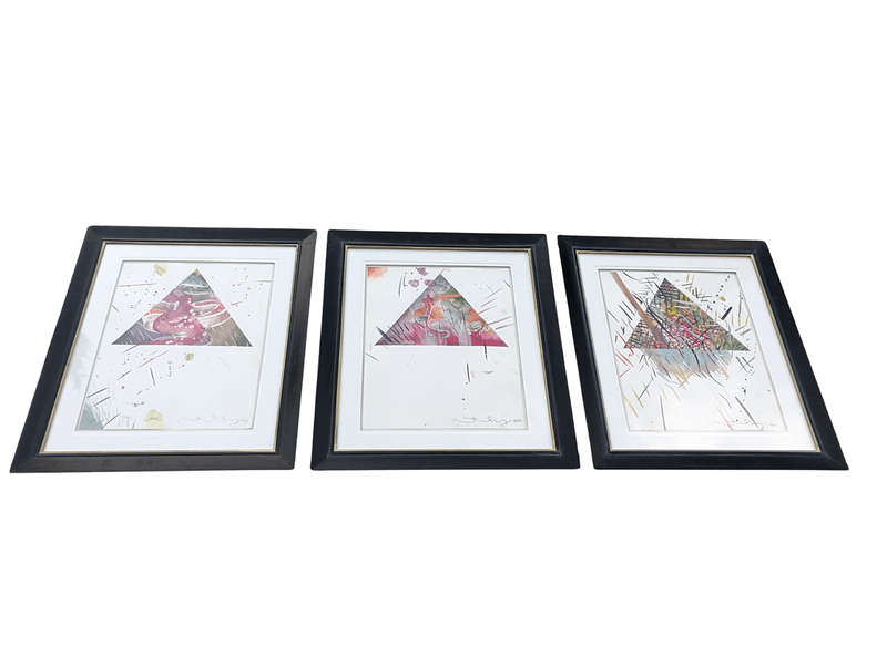A Set Of Three Water Colour On Paper Framed In An Ornate Gilded Frame.  Each Signed And Dated 20...