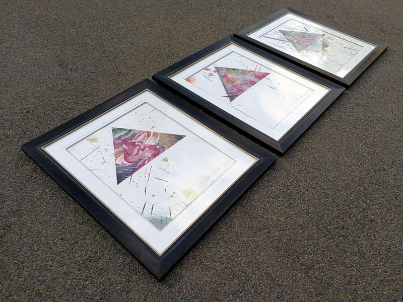 A Set Of Three Water Colour On Paper Framed In An Ornate Gilded Frame.  Each Signed And Dated 20...