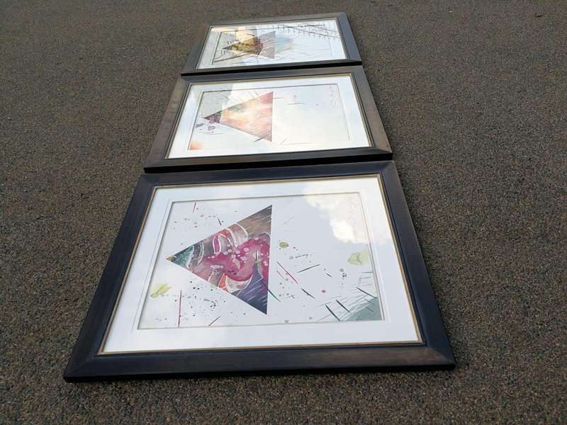 A Set Of Three Water Colour On Paper Framed In An Ornate Gilded Frame.  Each Signed And Dated 20...