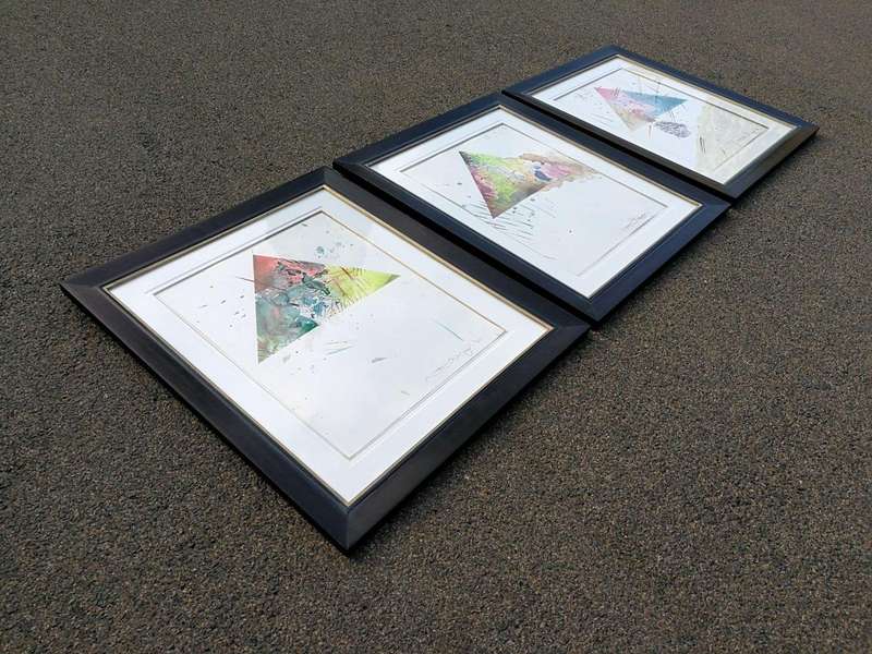 A Set Of Three Water Colour On Paper Framed In An Ornate Gilded Frame.  Each Signed And Dated 20...