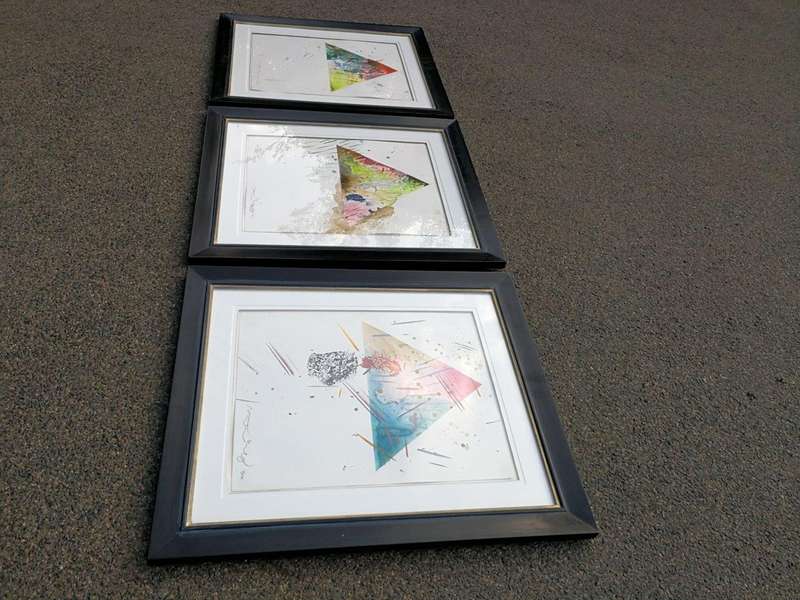 A Set Of Three Water Colour On Paper Framed In An Ornate Gilded Frame.  Each Signed And Dated 20...