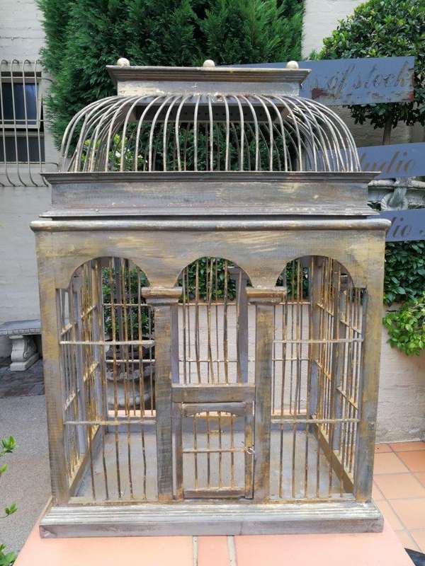A 20th Century Decorative Metal And Wood Birdcage