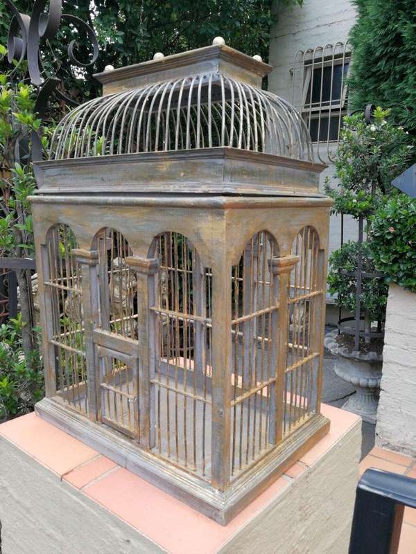 A 20th Century Decorative Metal And Wood Birdcage