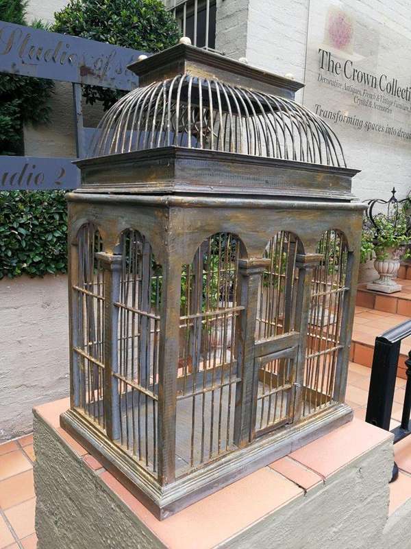 A 20th Century Decorative Metal And Wood Birdcage